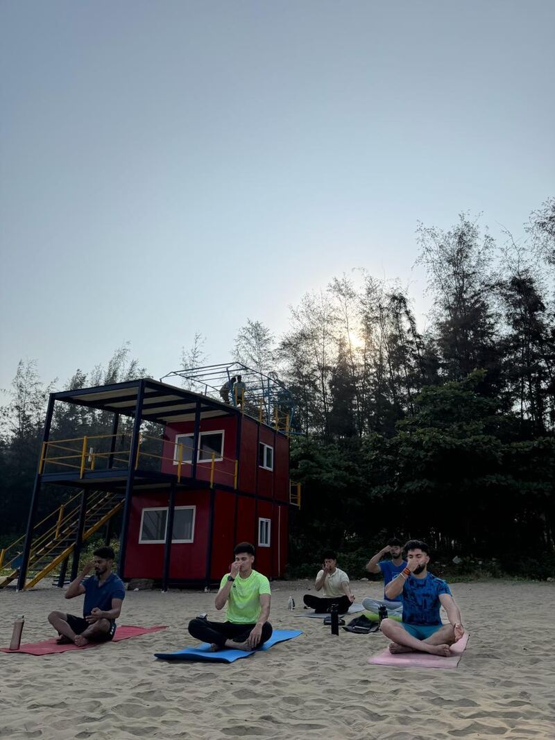 Sunday beach pranayama session in Goa